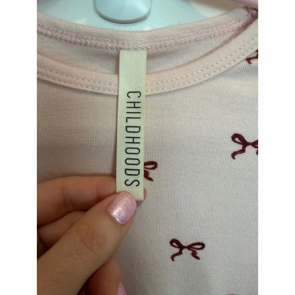 28.Childhoods Clothing Pink Bow Print Long Sleeve Raglan Top Kids 3T Made in USA